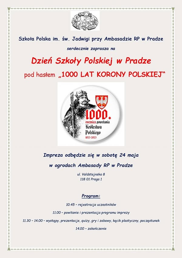 Zaproszenie na Dzień Szkoły Polskiej w Pradze